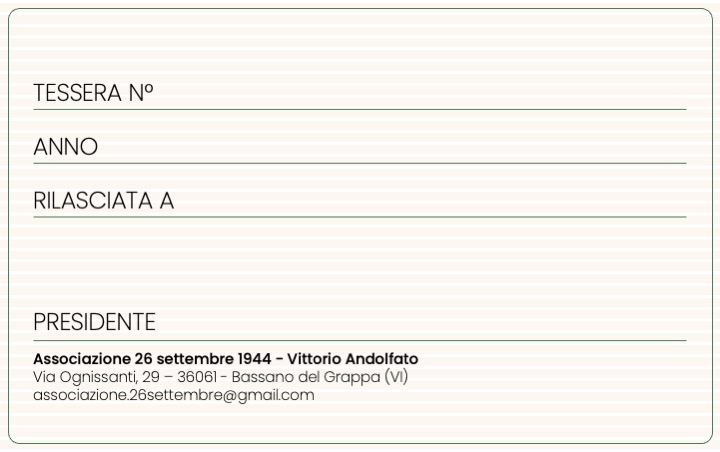 Tessera associativa – retro