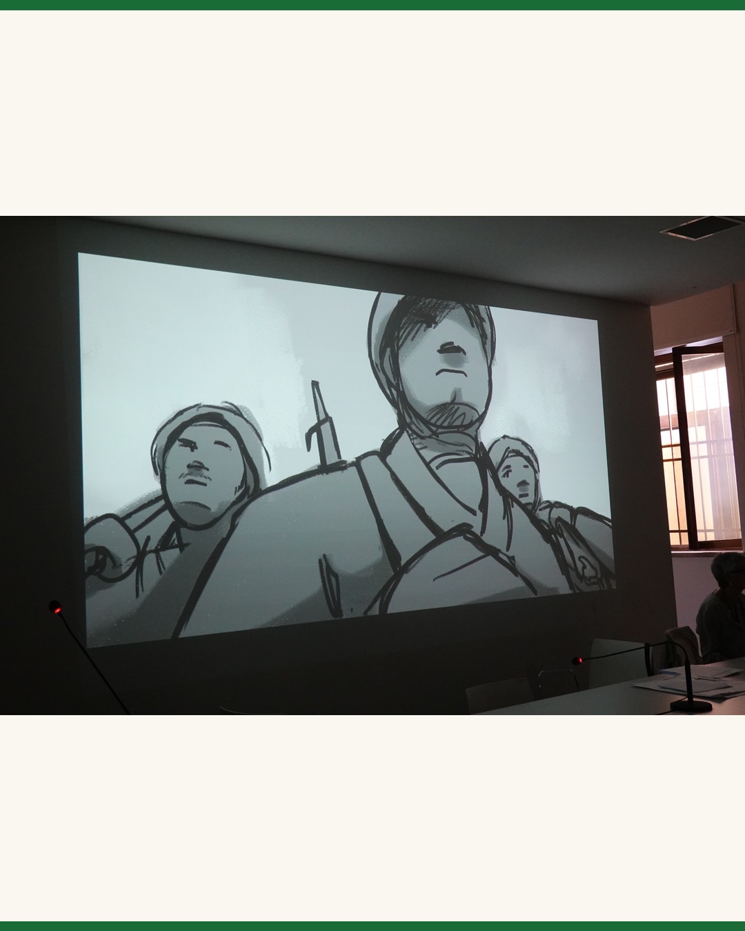 La proiezione in sala di uno dei lavori multimediali premiati